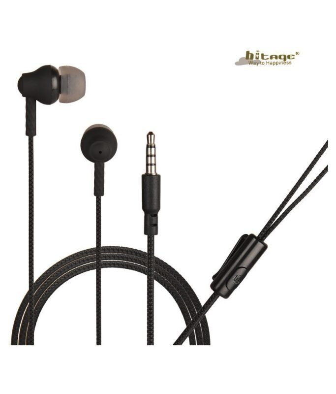 Hitage HIGH-DEFINITION Microphone earphone Wired Headset with Mic (Black, In the Ear)
